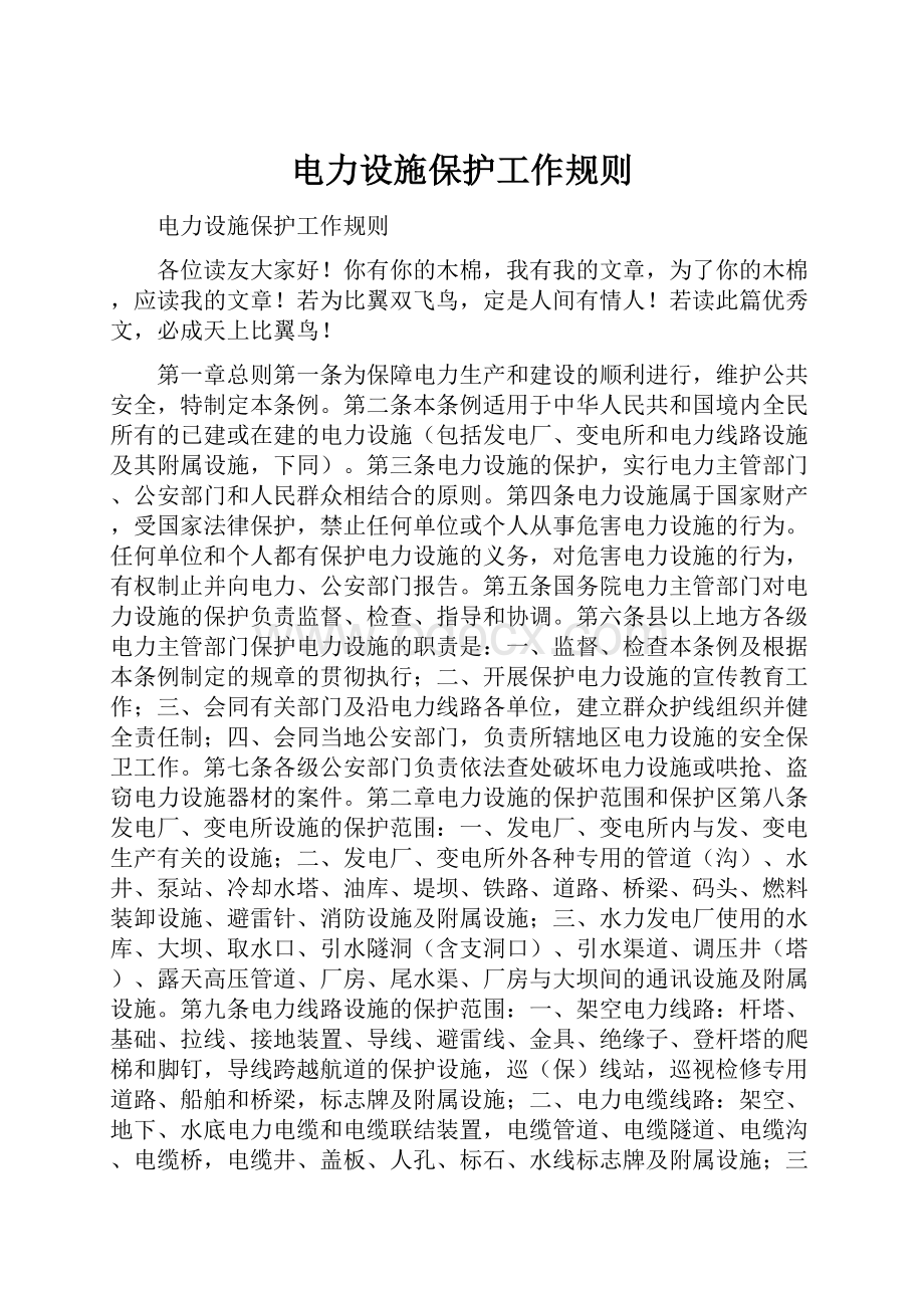 电力设施保护工作规则.docx_第1页