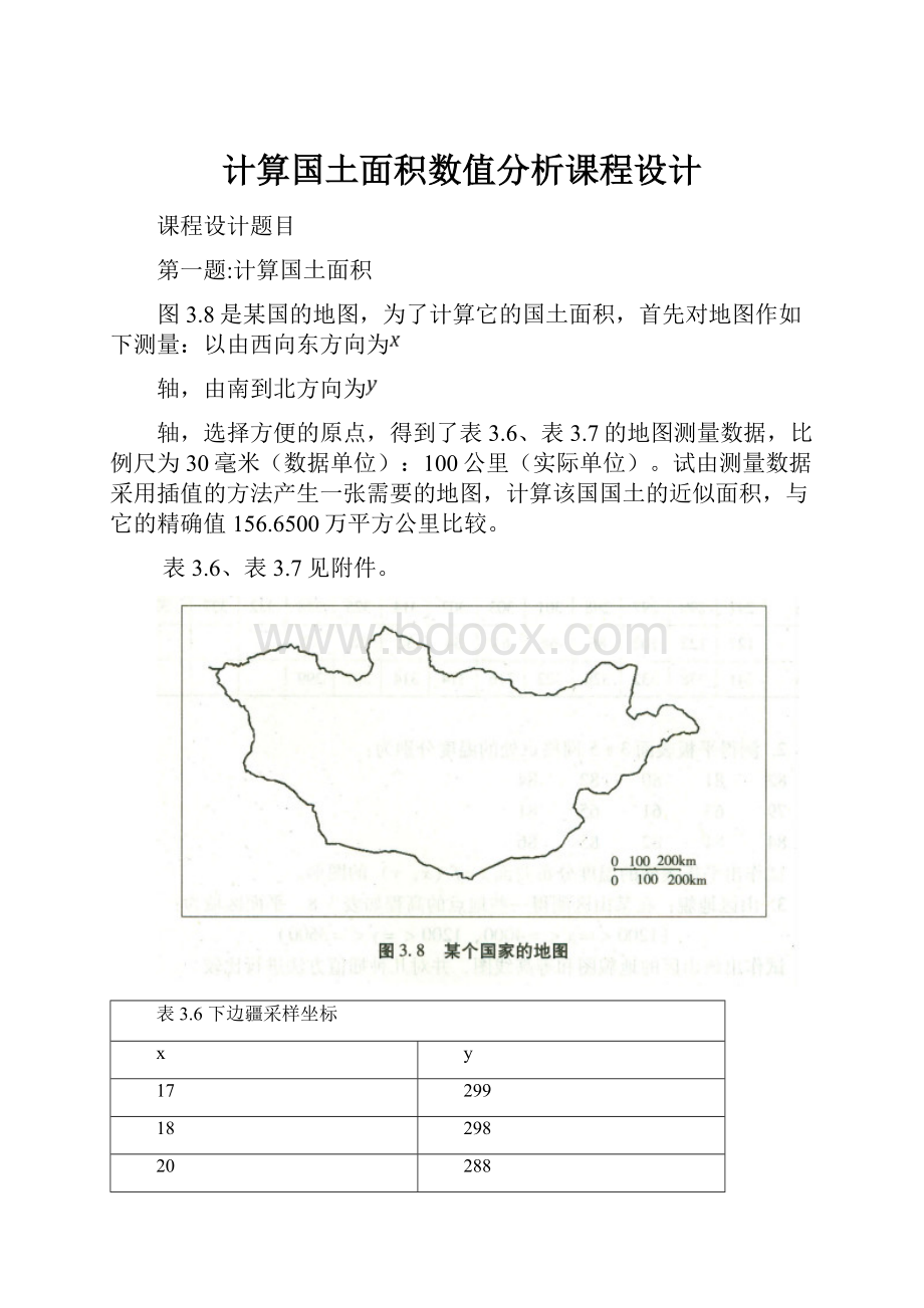 计算国土面积数值分析课程设计.docx_第1页