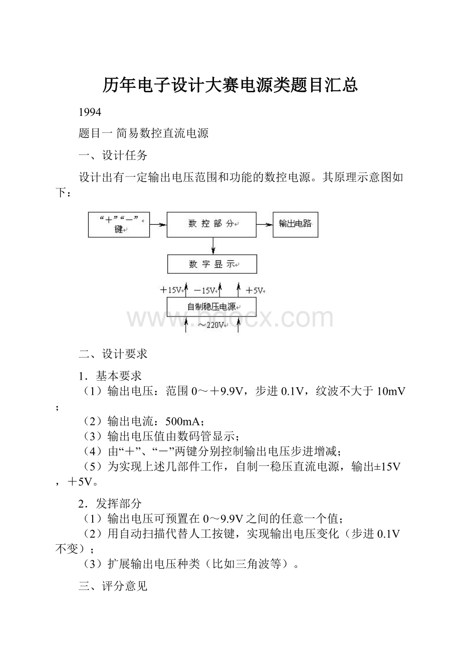 历年电子设计大赛电源类题目汇总.docx