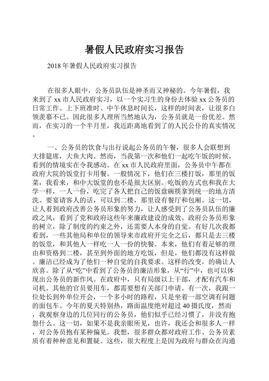 暑假人民政府实习报告.docx