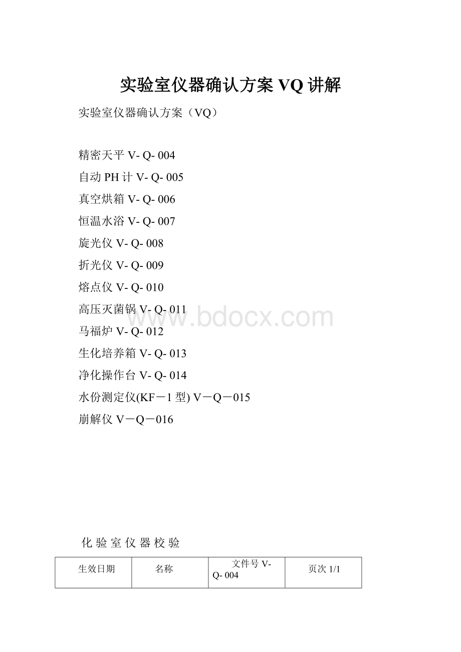 实验室仪器确认方案VQ讲解.docx_第1页