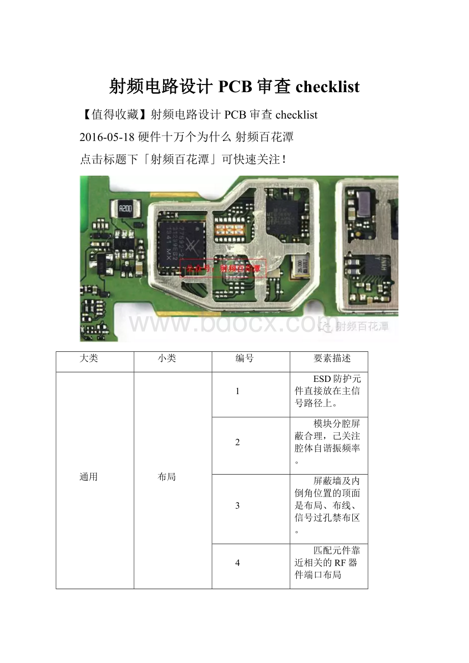 射频电路设计PCB审查checklist.docx