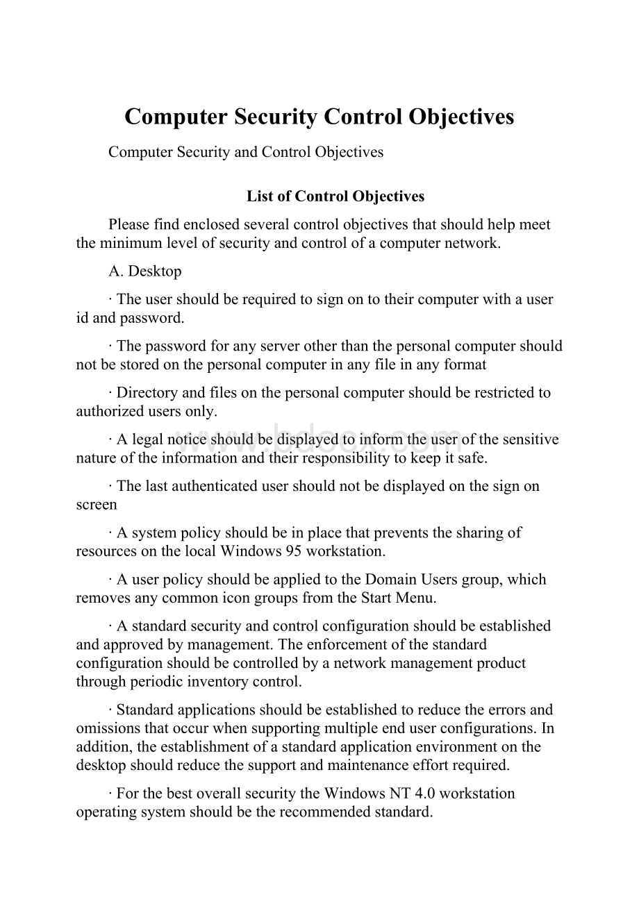 Computer Security Control Objectives.docx_第1页