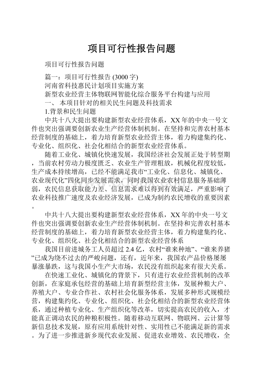 项目可行性报告问题.docx_第1页