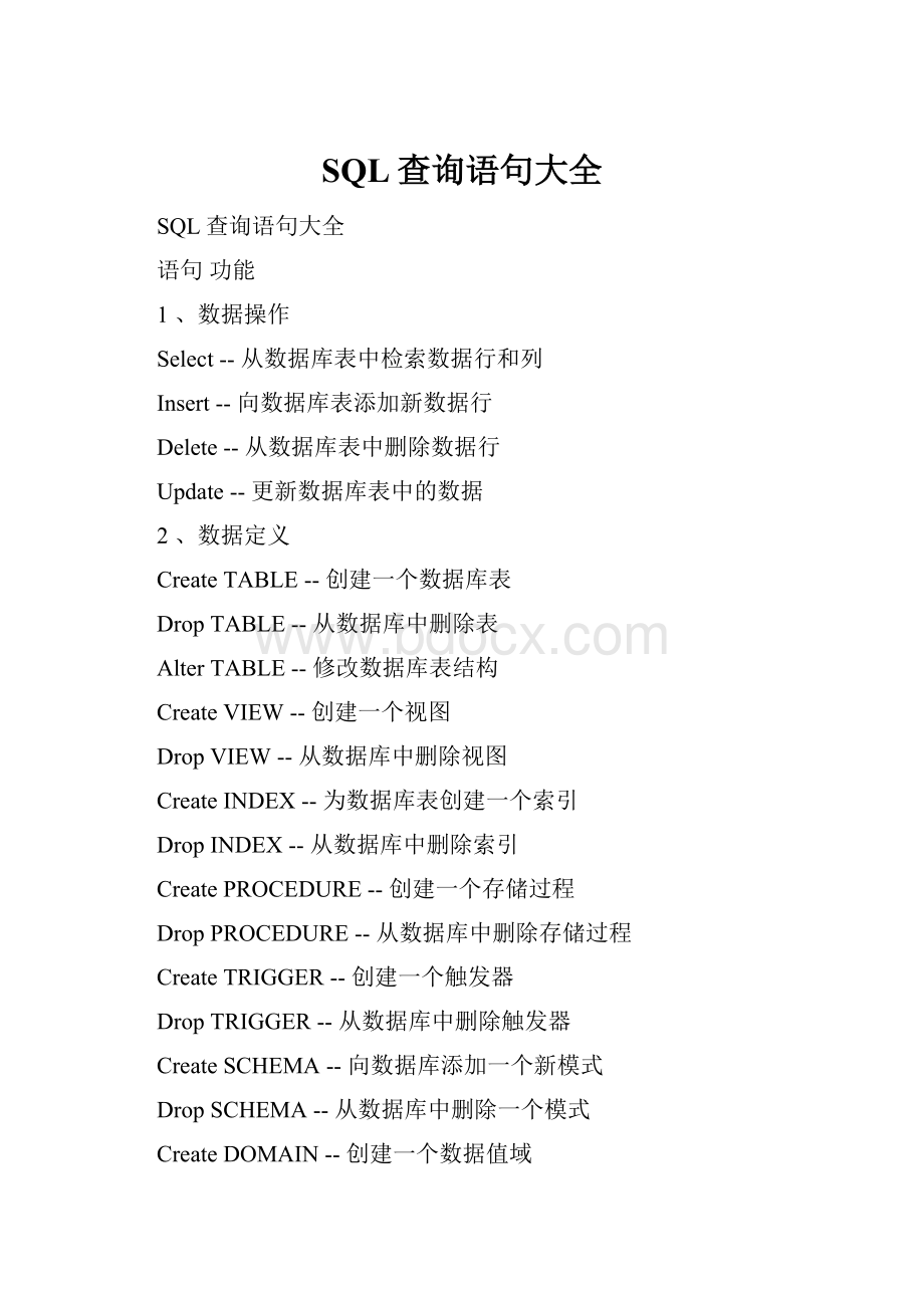 SQL查询语句大全.docx