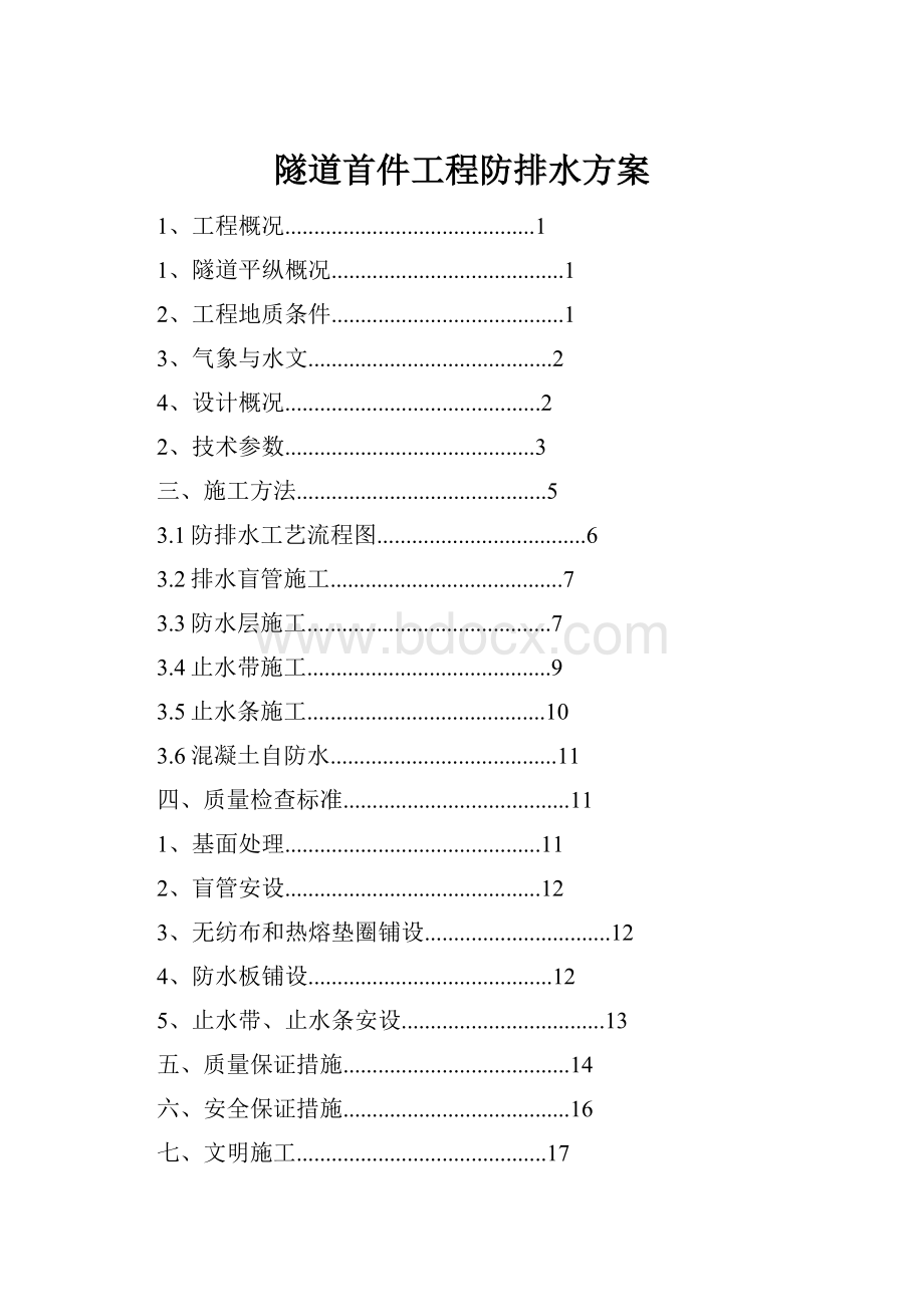 隧道首件工程防排水方案.docx