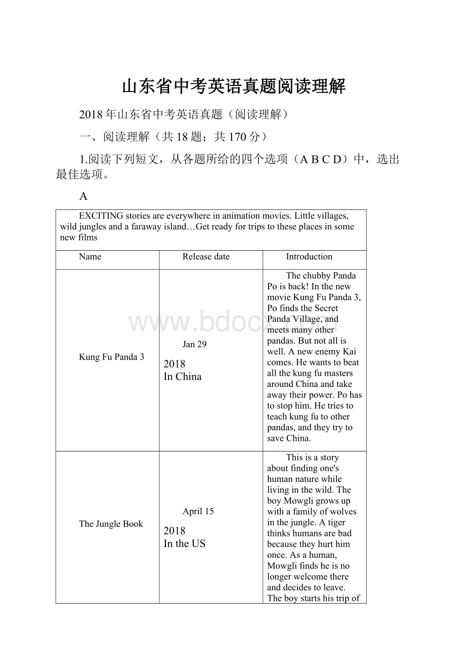 山东省中考英语真题阅读理解.docx_第1页