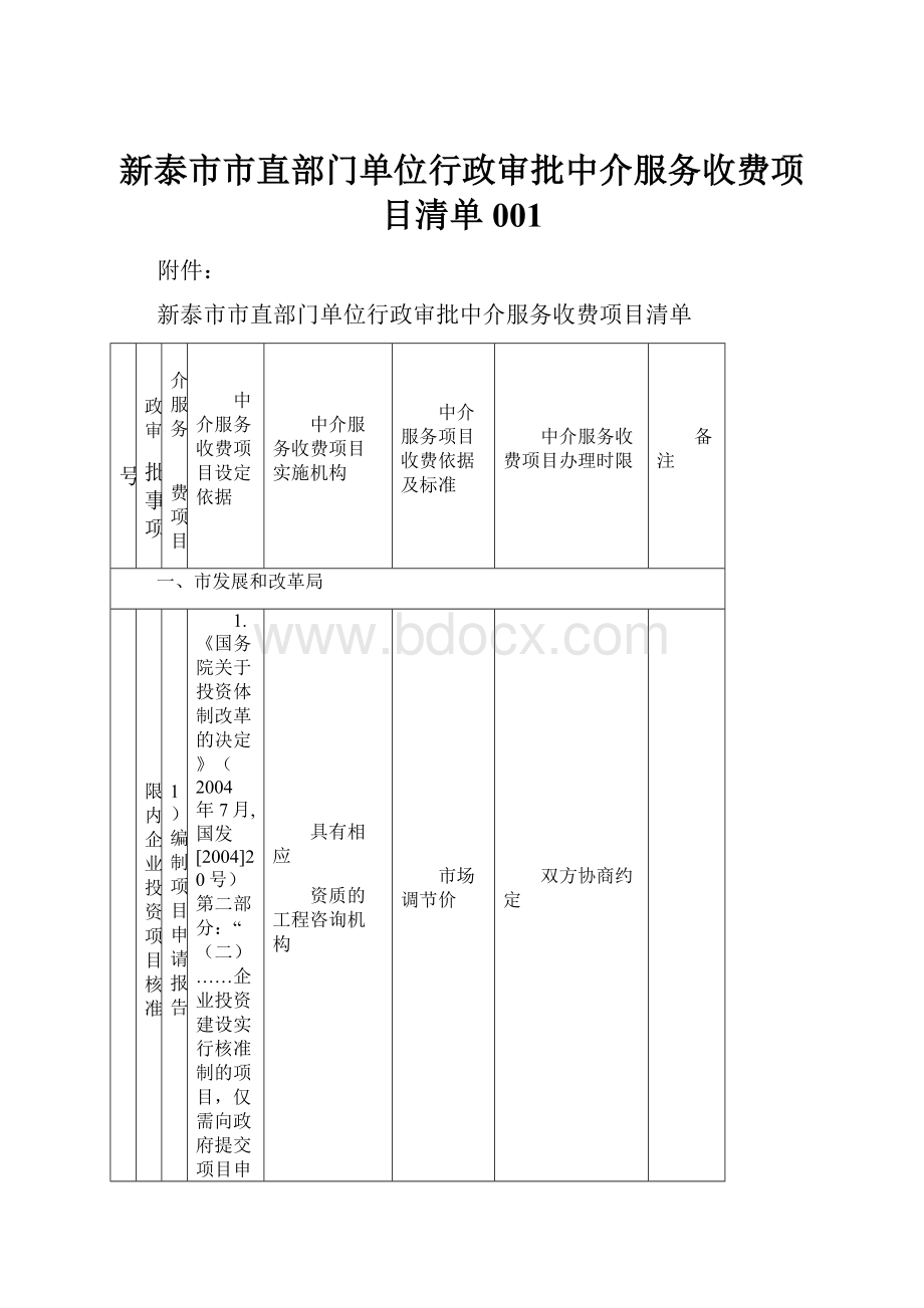 新泰市市直部门单位行政审批中介服务收费项目清单001.docx_第1页