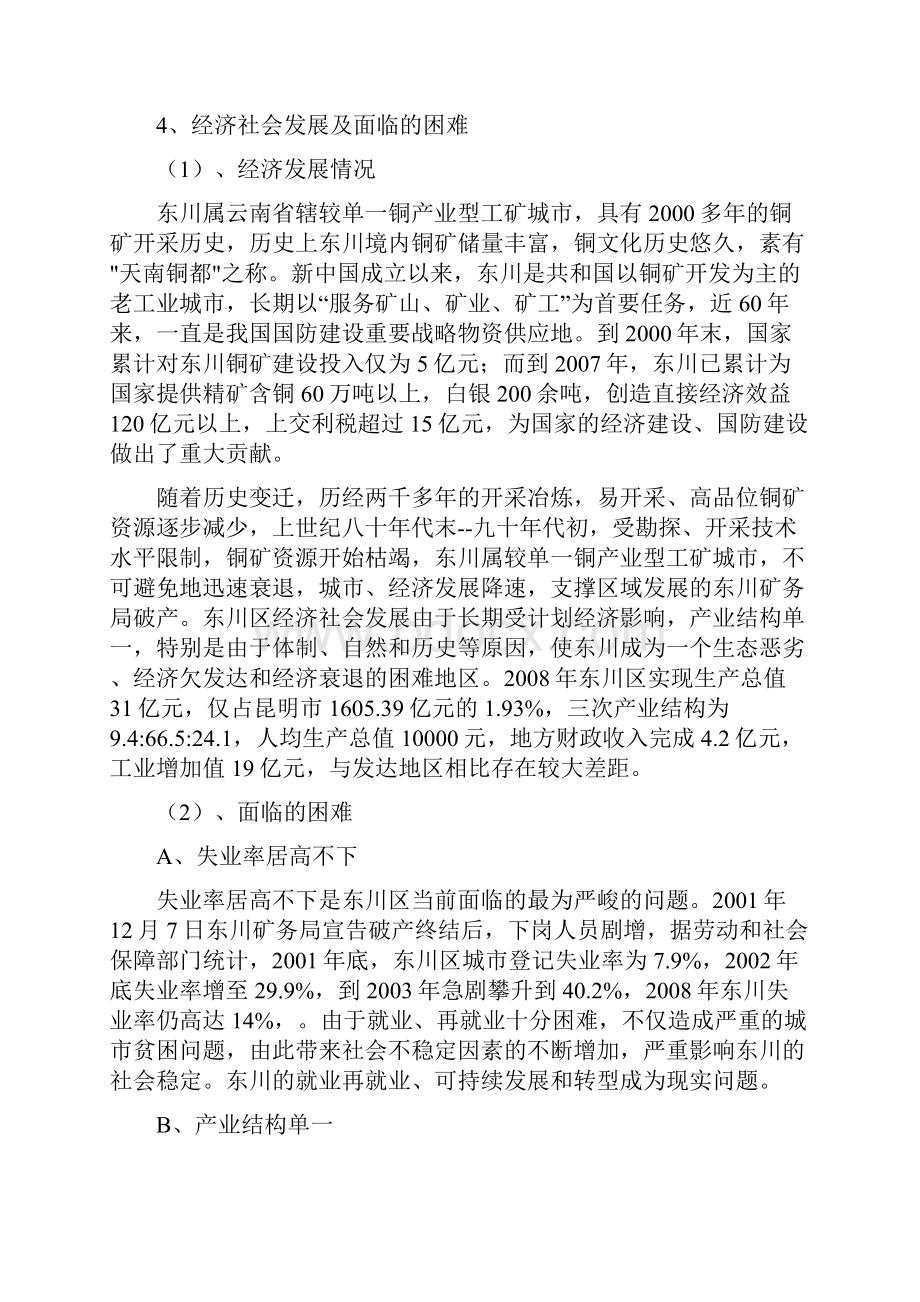 云南省东川再就业特区天生桥特色产业园建设项目可行性研究报告.docx_第3页