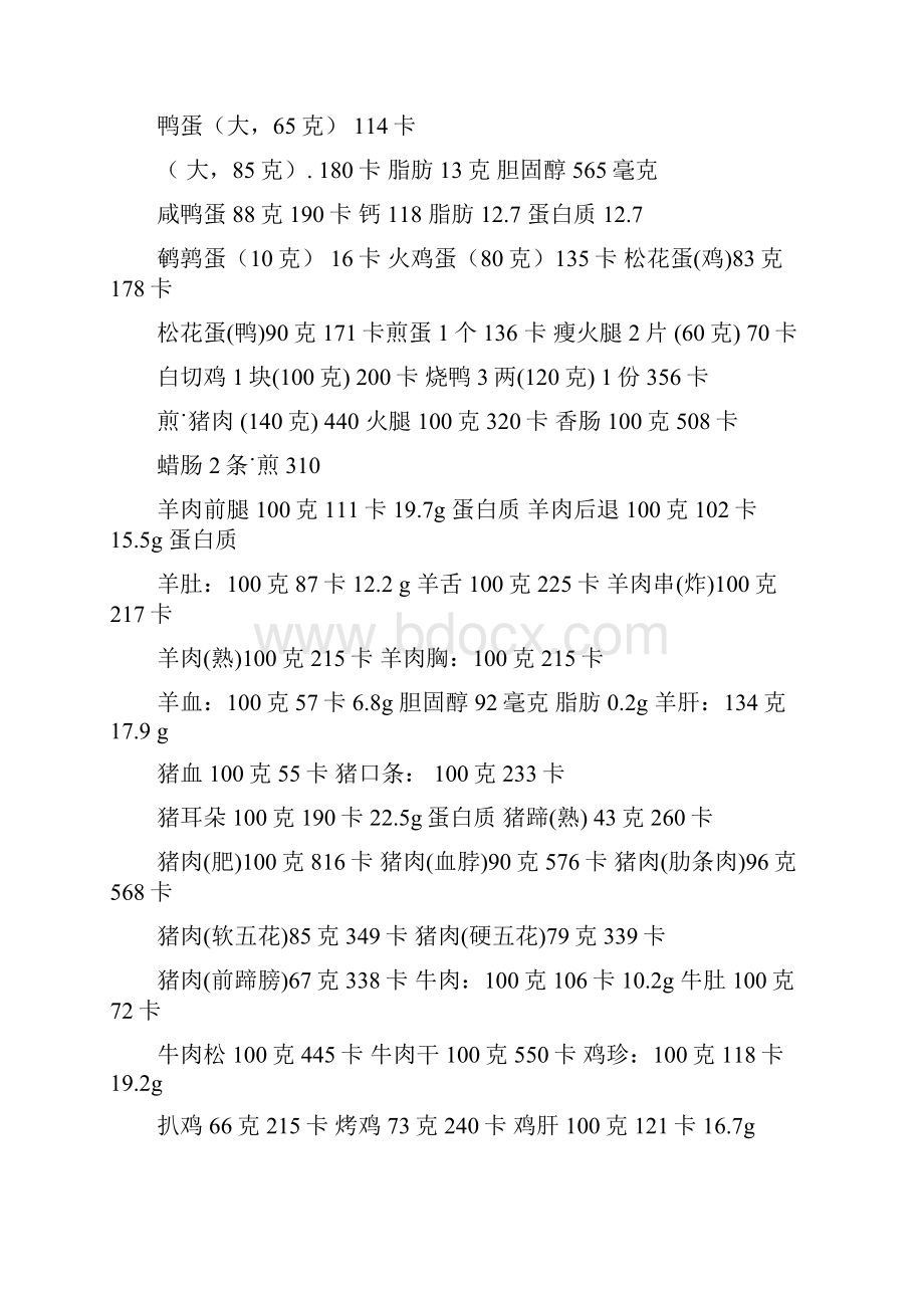 各种食物大卡表.docx_第3页