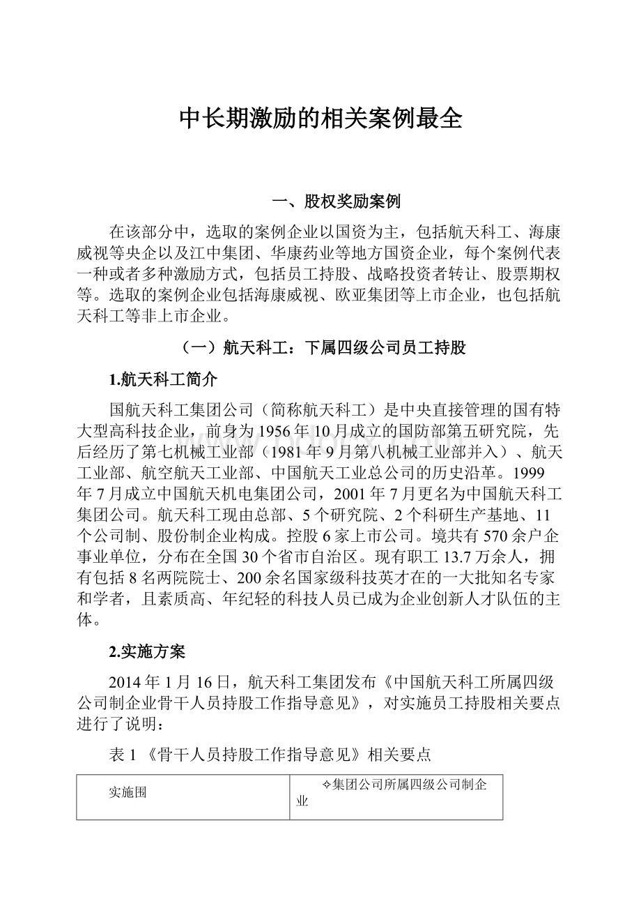 中长期激励的相关案例最全.docx