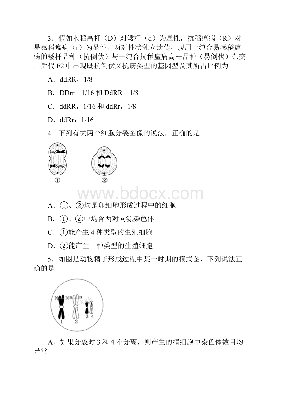 湖北省黄冈市学年高二上学期期末模拟测试生物试题有答案.docx_第2页