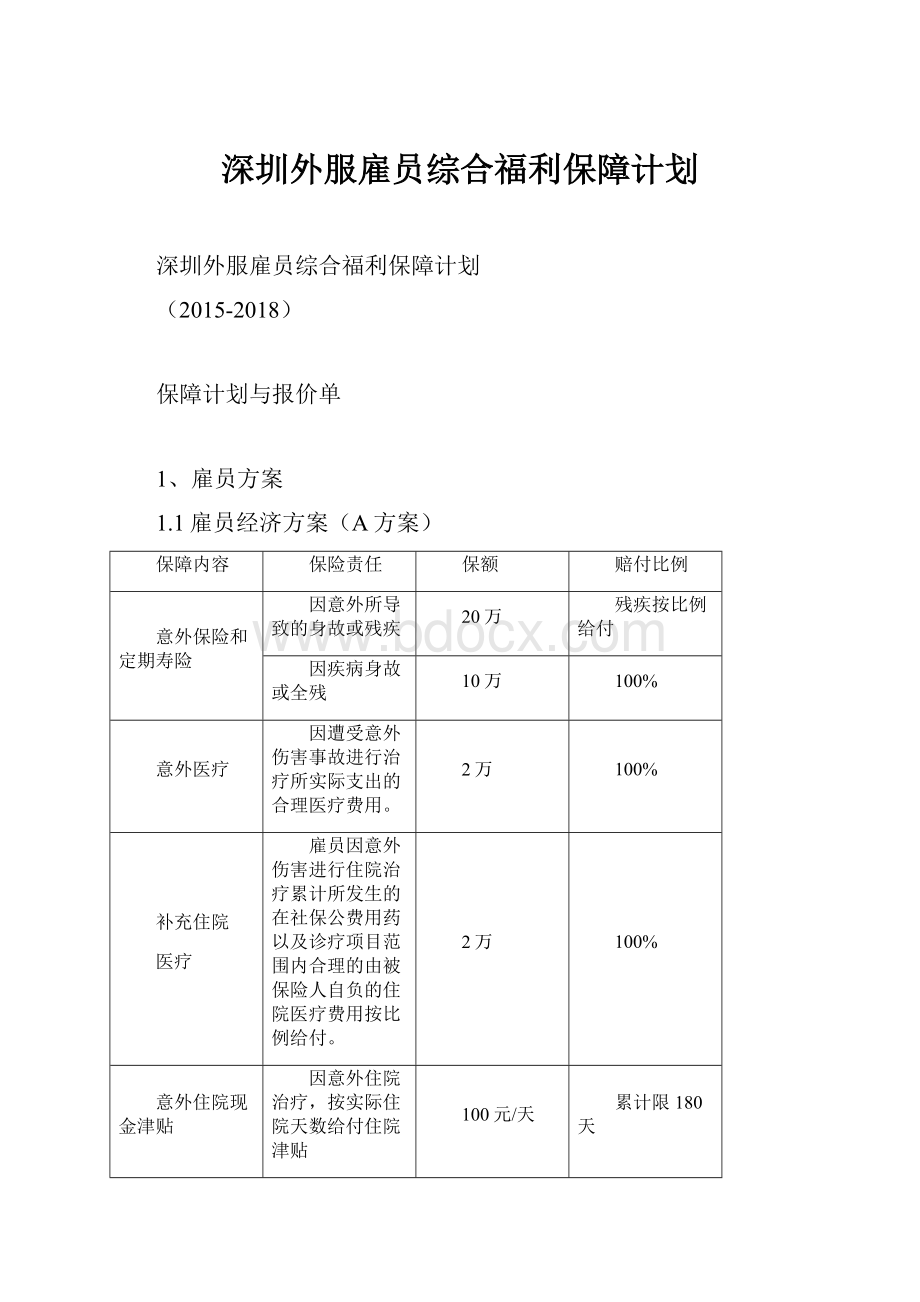 深圳外服雇员综合福利保障计划.docx_第1页