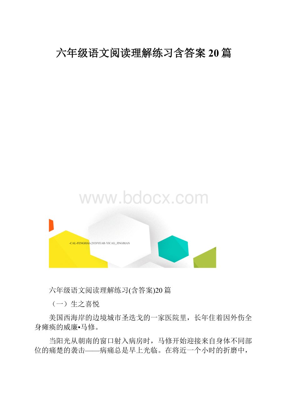 六年级语文阅读理解练习含答案20篇.docx