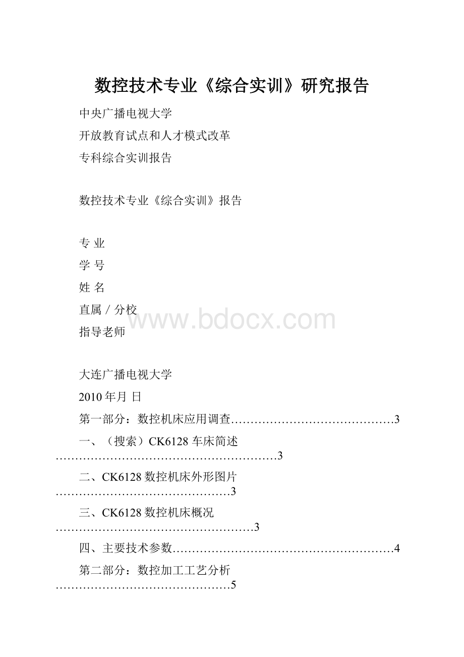 数控技术专业《综合实训》研究报告.docx