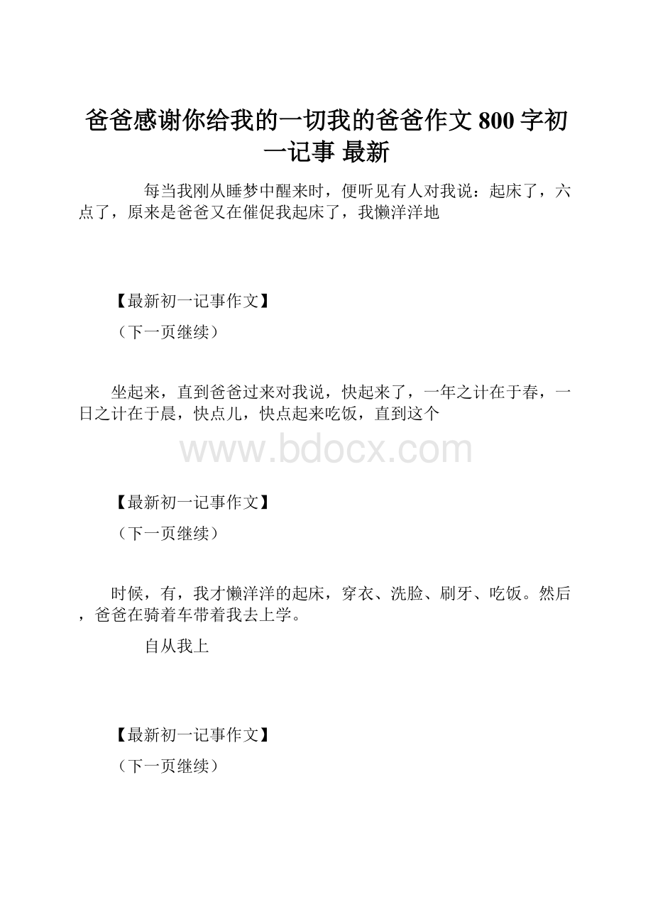 爸爸感谢你给我的一切我的爸爸作文800字初一记事 最新.docx_第1页