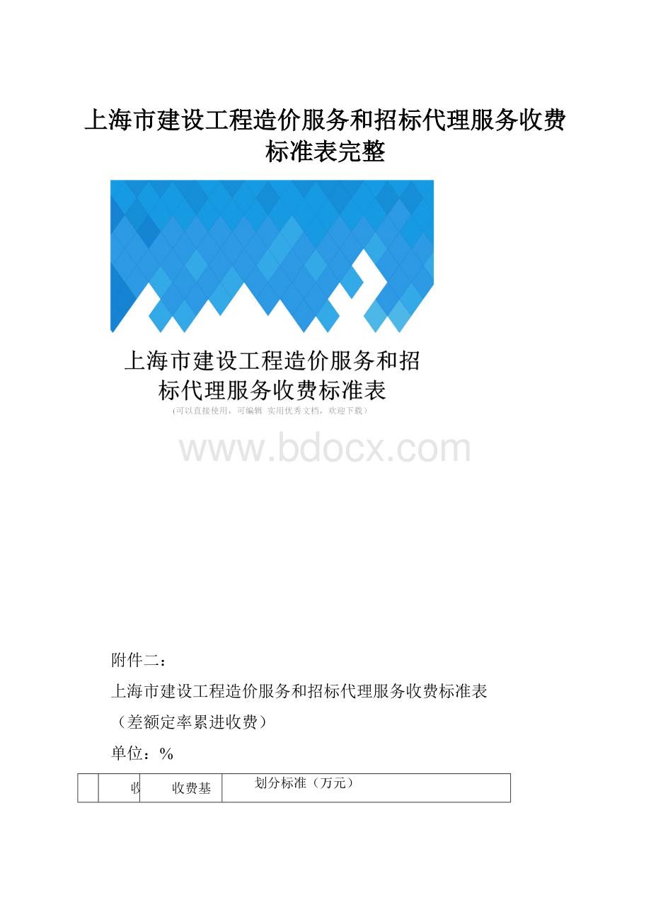 上海市建设工程造价服务和招标代理服务收费标准表完整.docx_第1页