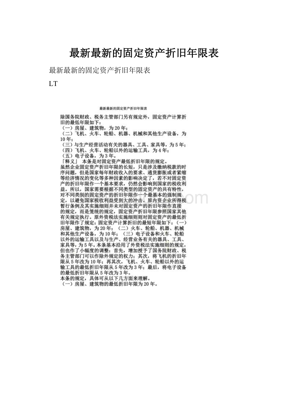 最新最新的固定资产折旧年限表.docx