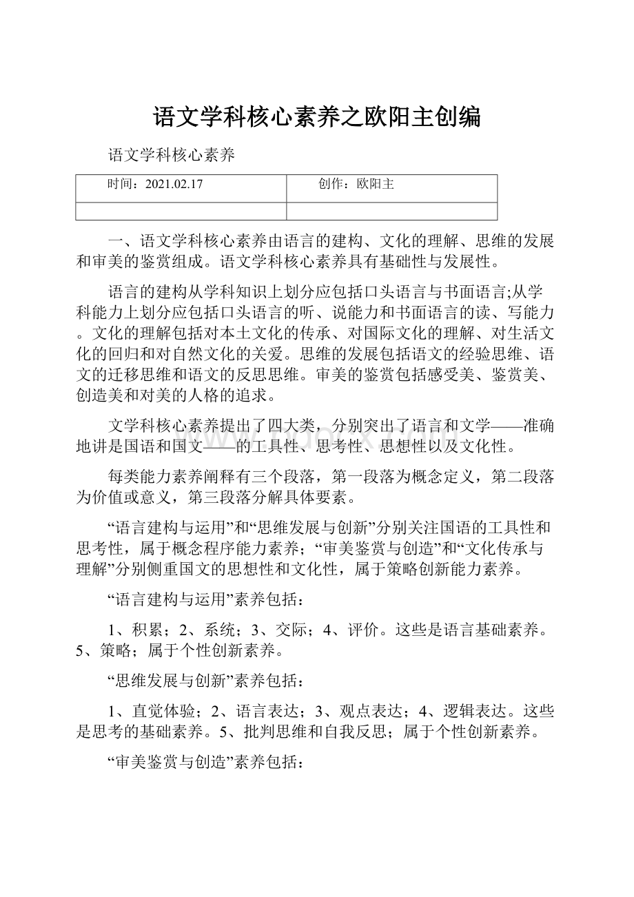 语文学科核心素养之欧阳主创编.docx_第1页