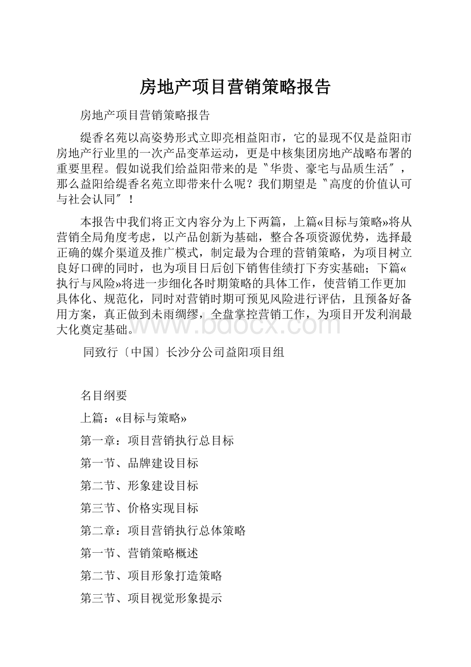 房地产项目营销策略报告.docx_第1页