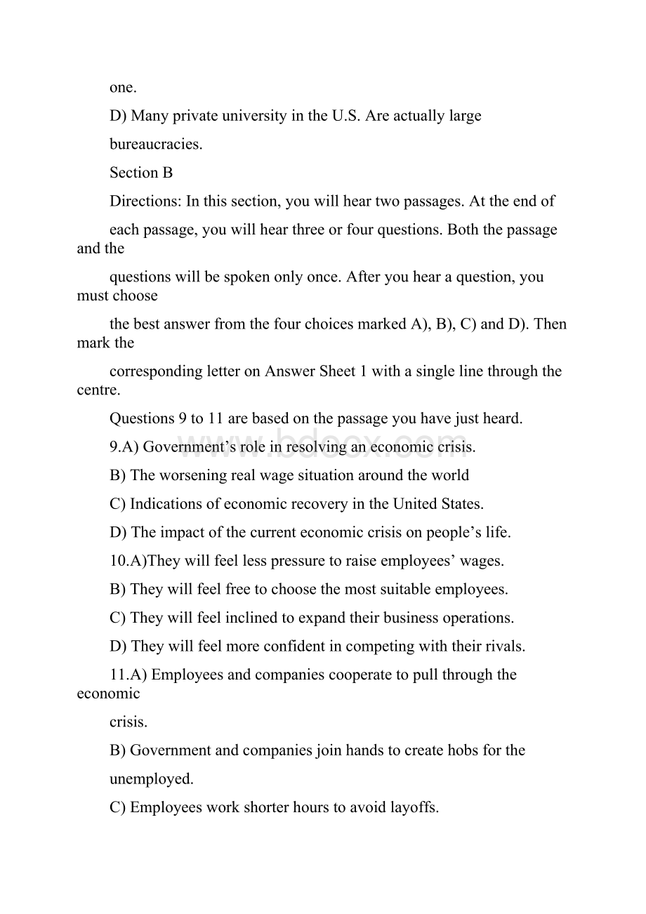 年月 大学 英语六级真题 及答案.docx_第3页