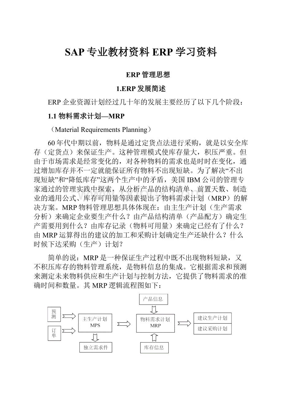 SAP专业教材资料ERP学习资料.docx