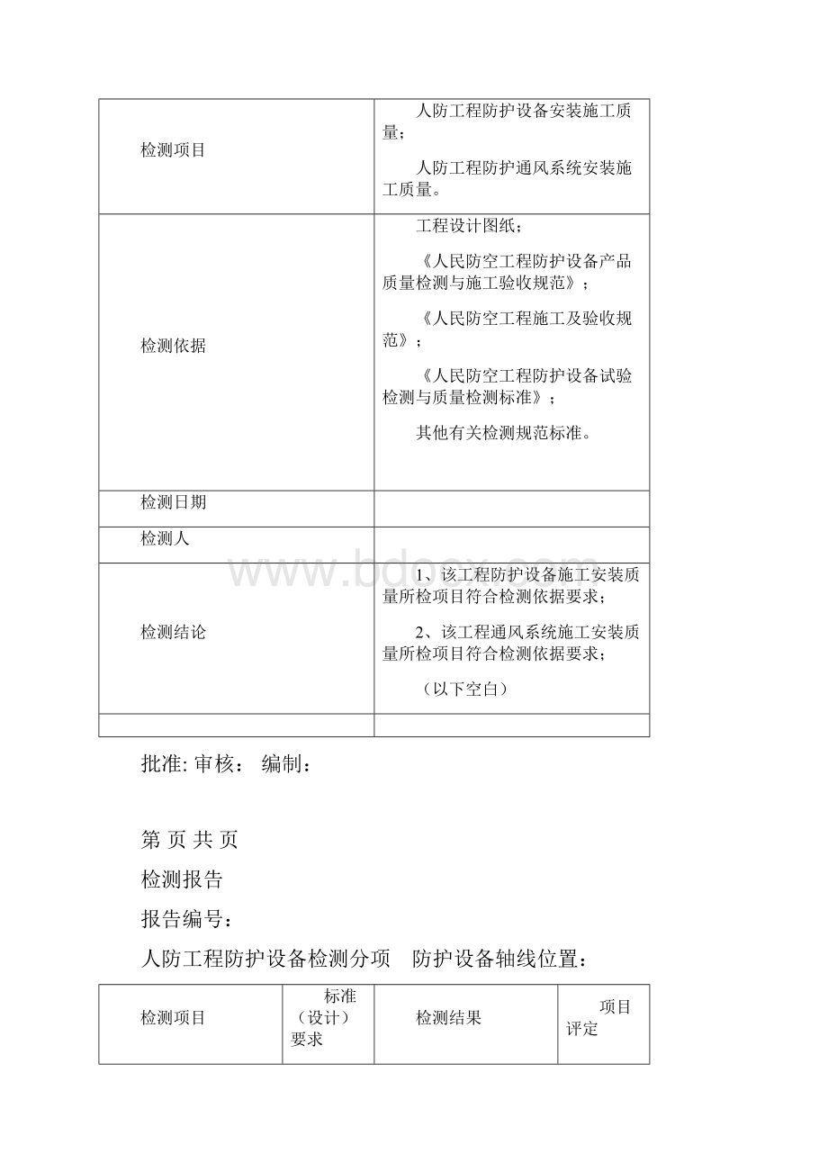 人防工程防护设备及通风系统安装施工质量检测报告.docx_第2页