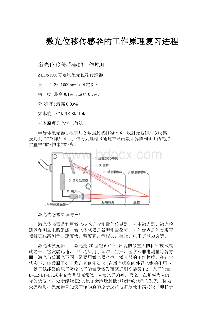 激光位移传感器的工作原理复习进程.docx