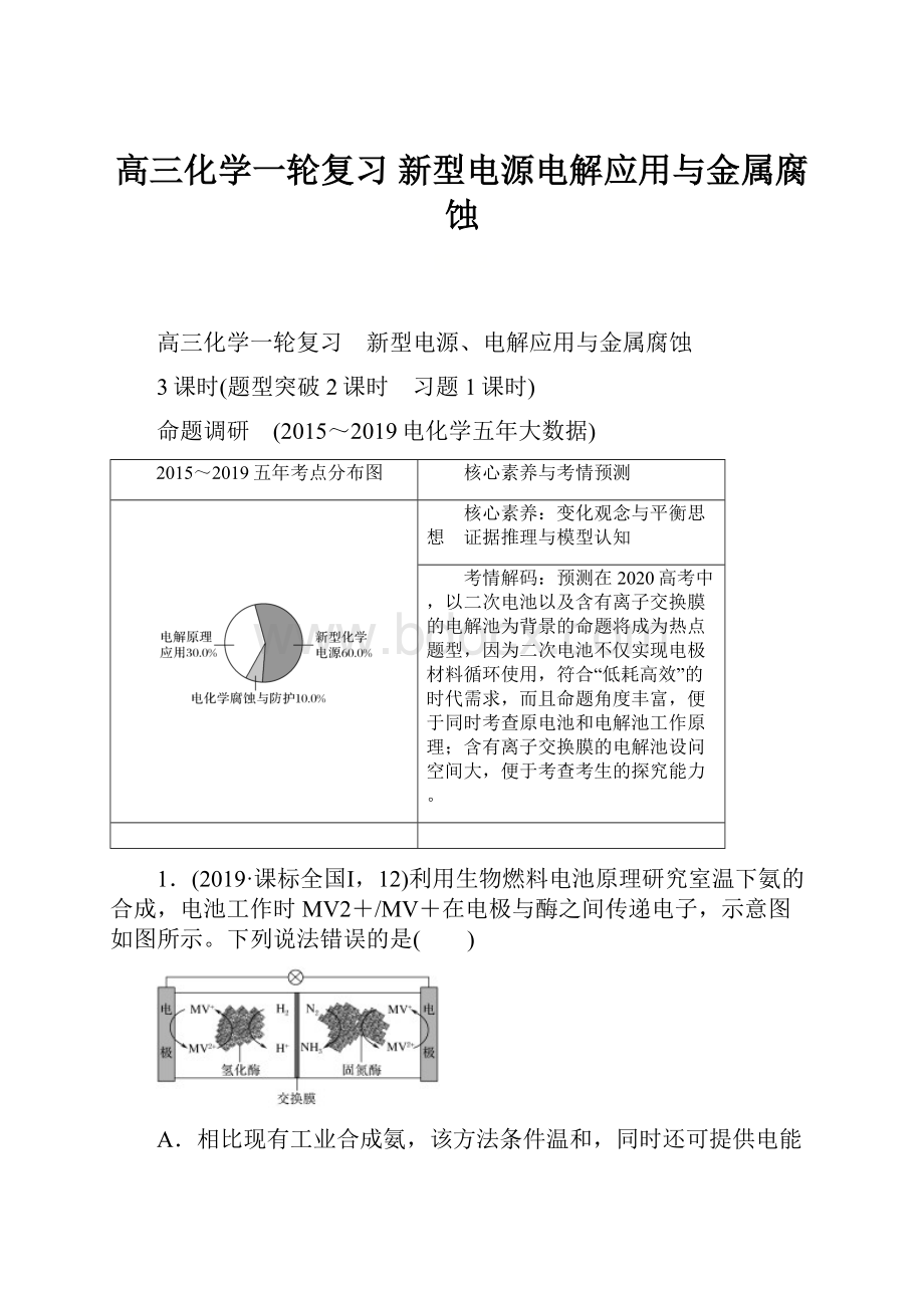 高三化学一轮复习 新型电源电解应用与金属腐蚀.docx