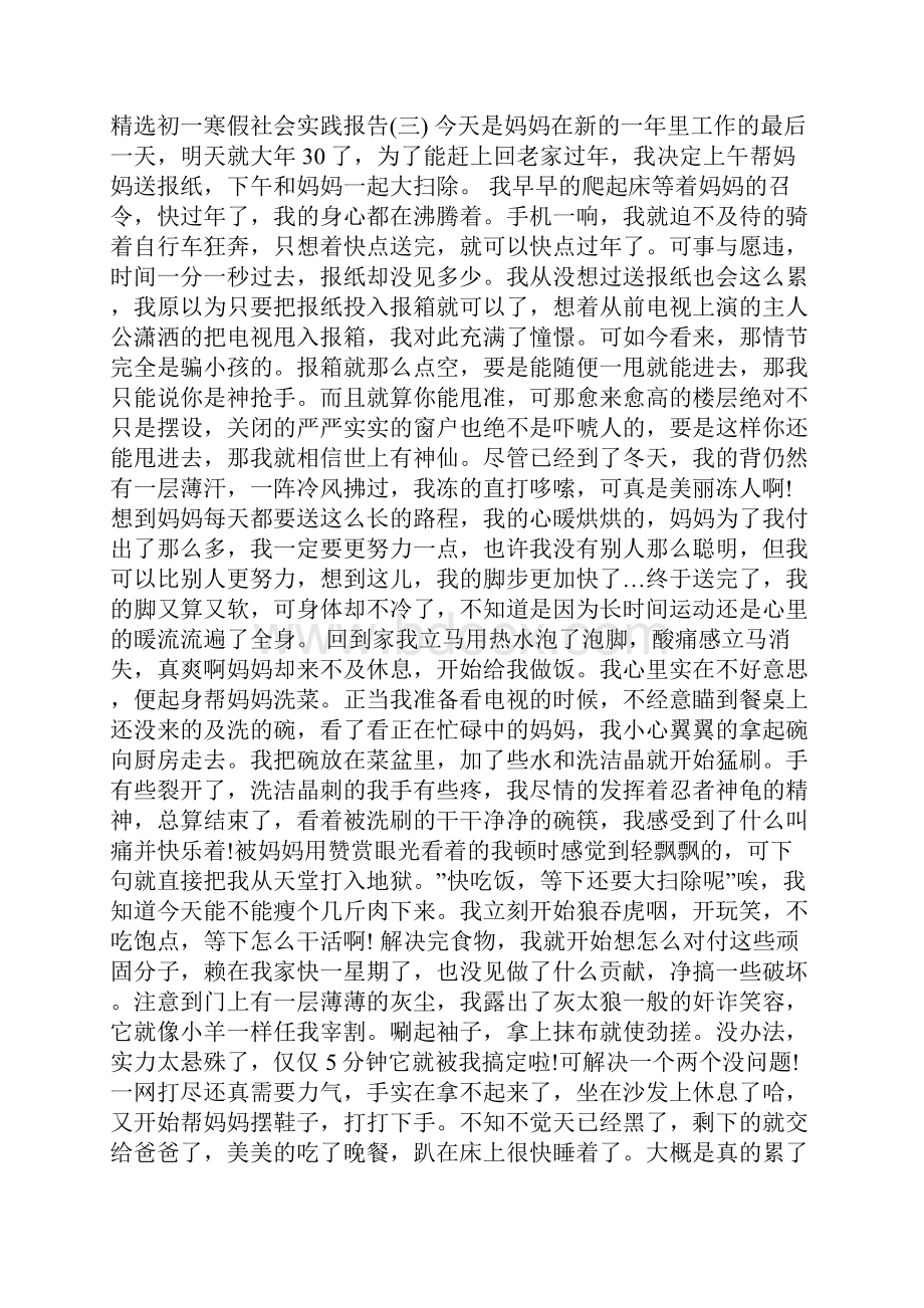 年初一寒假社会实践报告5篇.docx_第3页