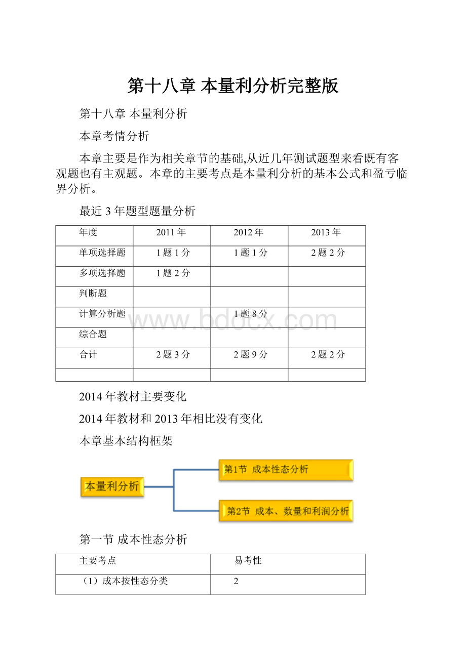 第十八章 本量利分析完整版.docx