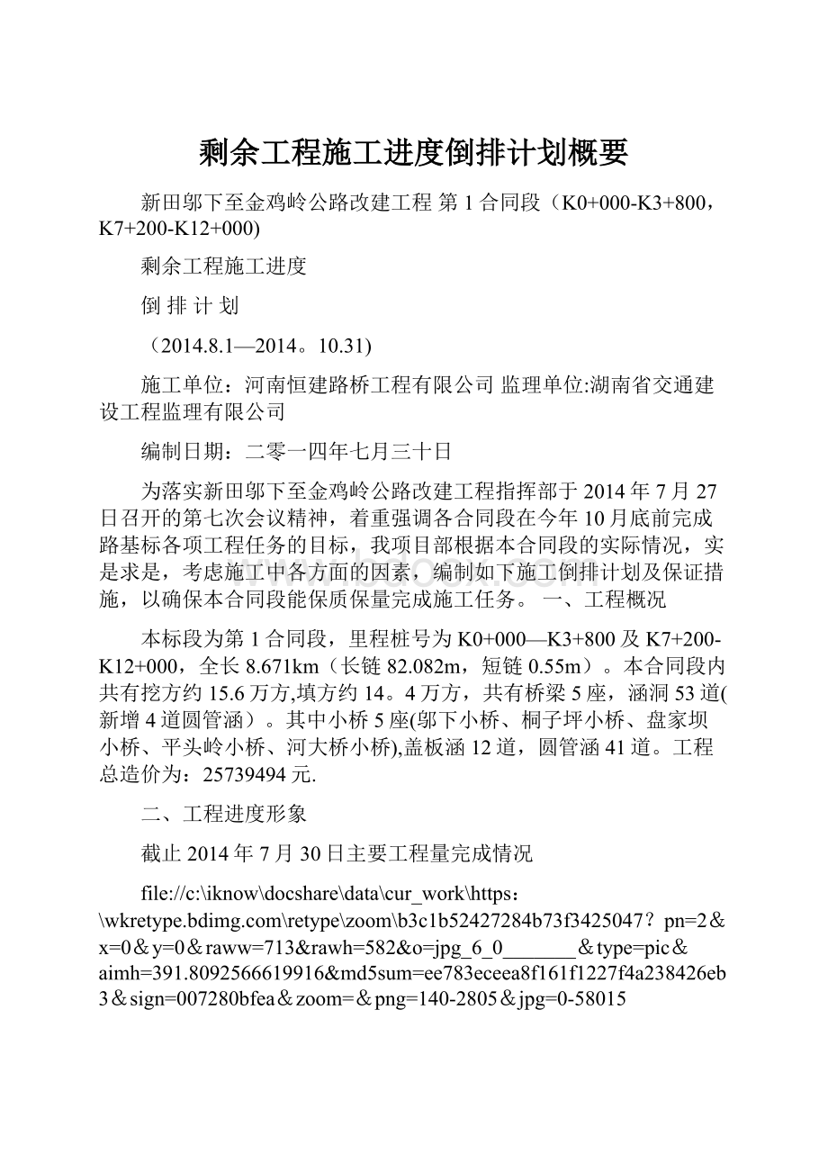 剩余工程施工进度倒排计划概要.docx_第1页