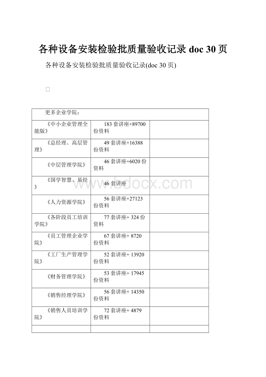 各种设备安装检验批质量验收记录doc 30页.docx_第1页