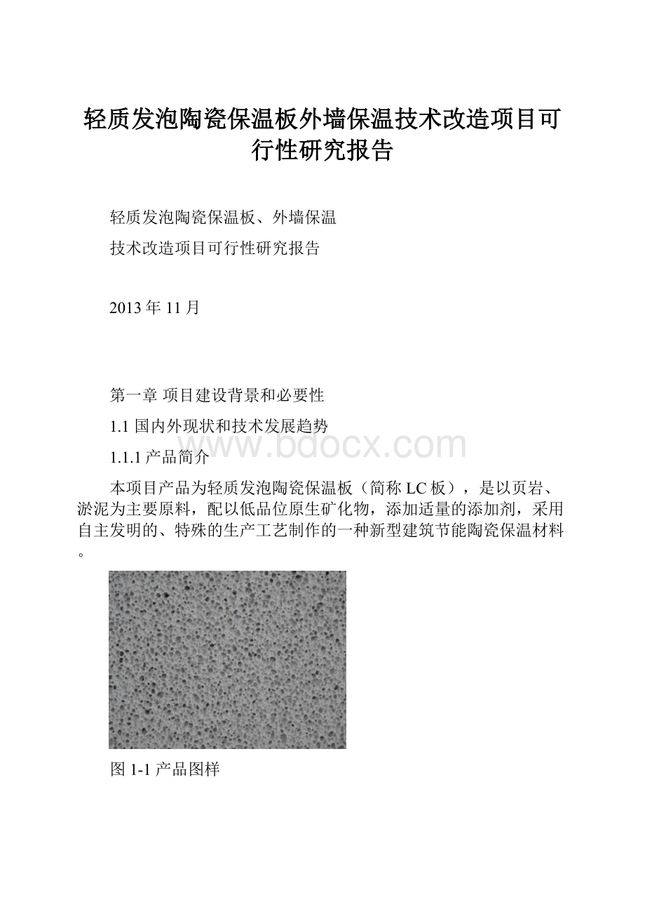 轻质发泡陶瓷保温板外墙保温技术改造项目可行性研究报告.docx_第1页