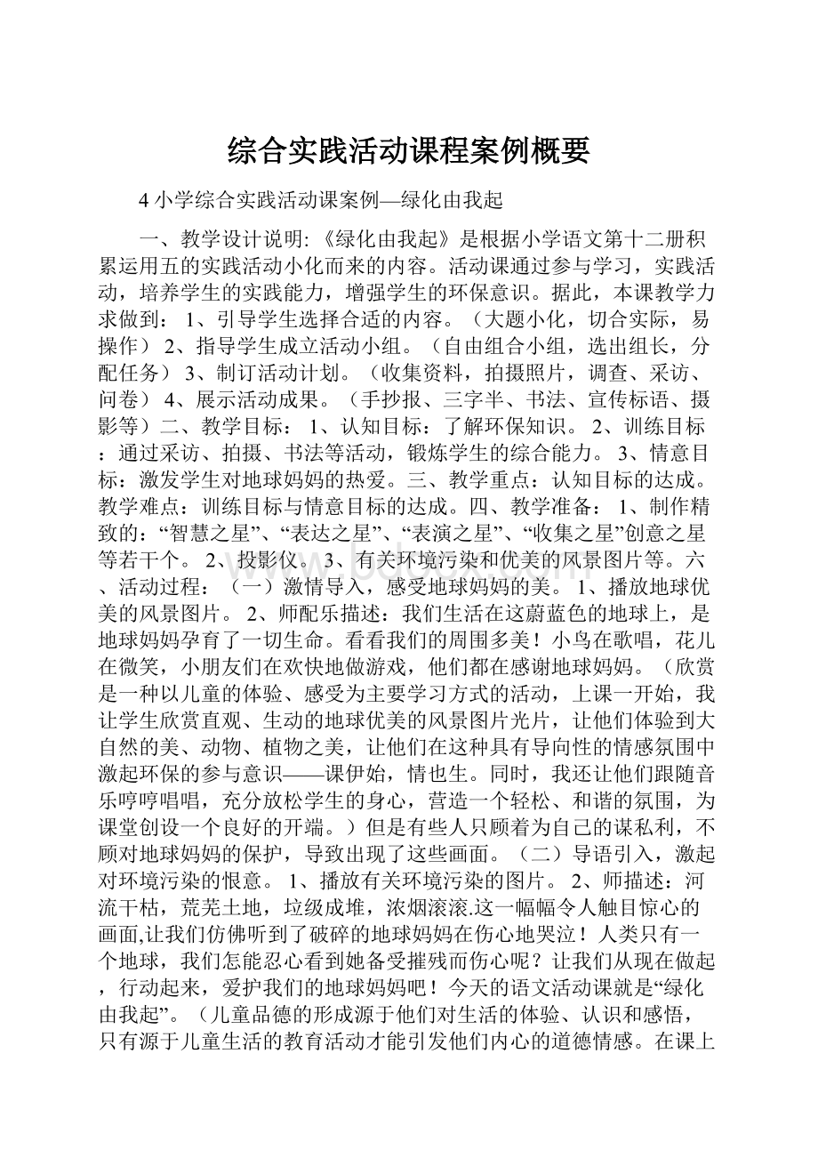 综合实践活动课程案例概要.docx