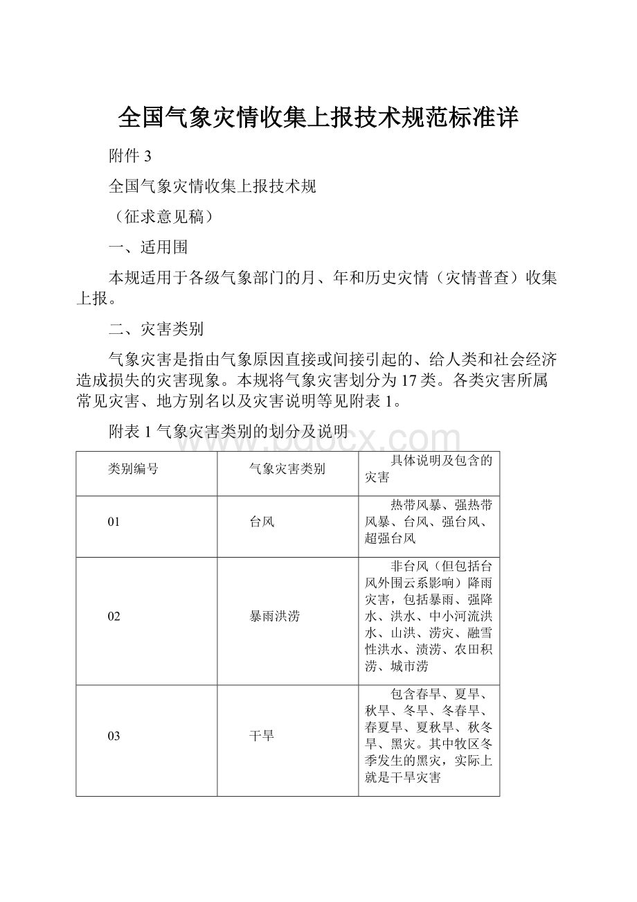 全国气象灾情收集上报技术规范标准详.docx