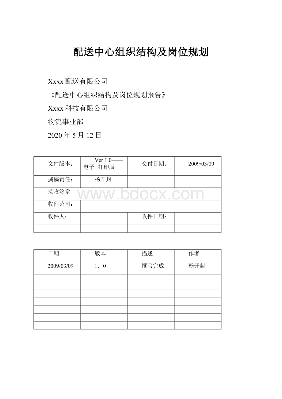 配送中心组织结构及岗位规划.docx_第1页