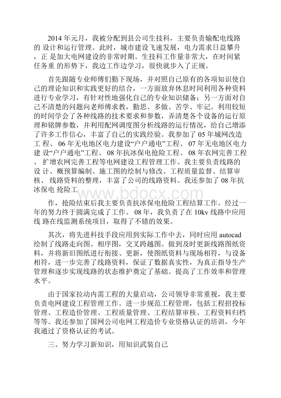 电力个人专业技术工作总结报告精选多篇.docx_第2页