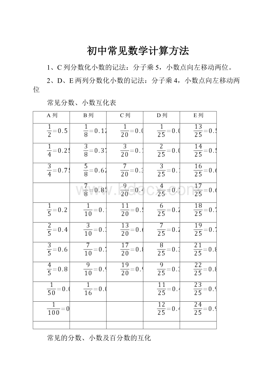 初中常见数学计算方法.docx