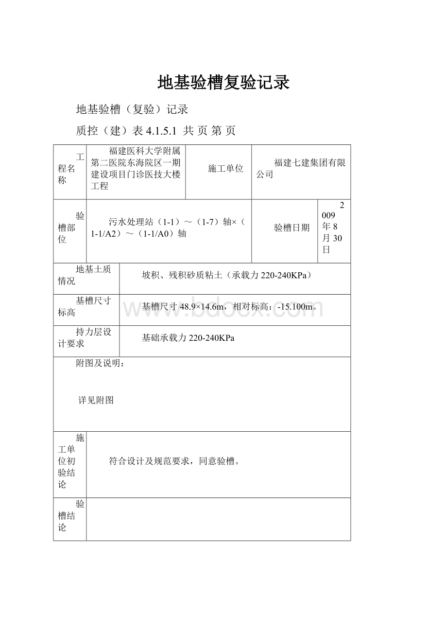 地基验槽复验记录.docx_第1页