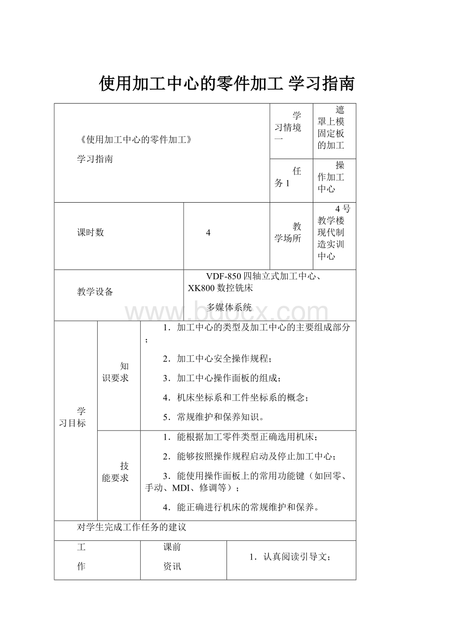 使用加工中心的零件加工学习指南.docx_第1页