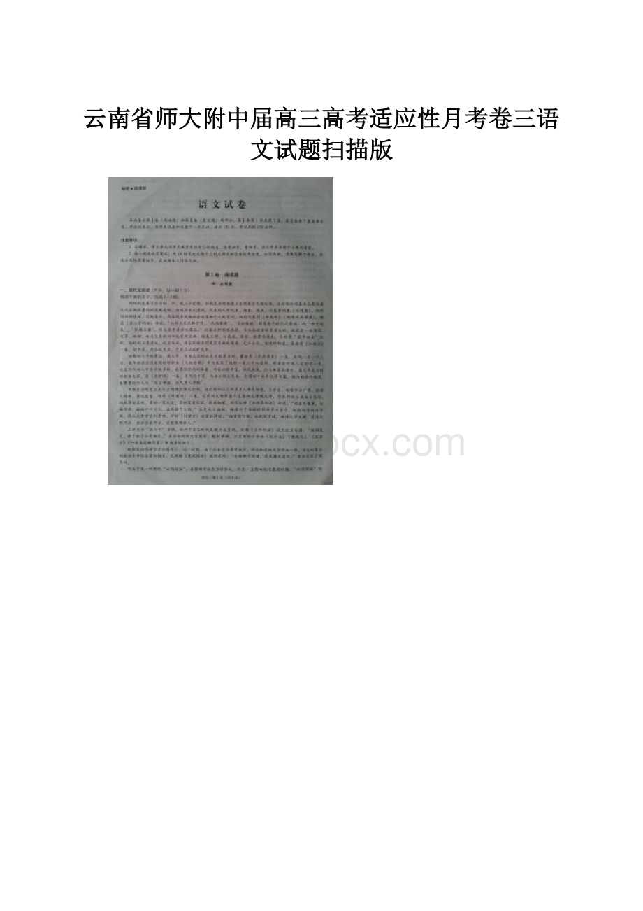 云南省师大附中届高三高考适应性月考卷三语文试题扫描版.docx