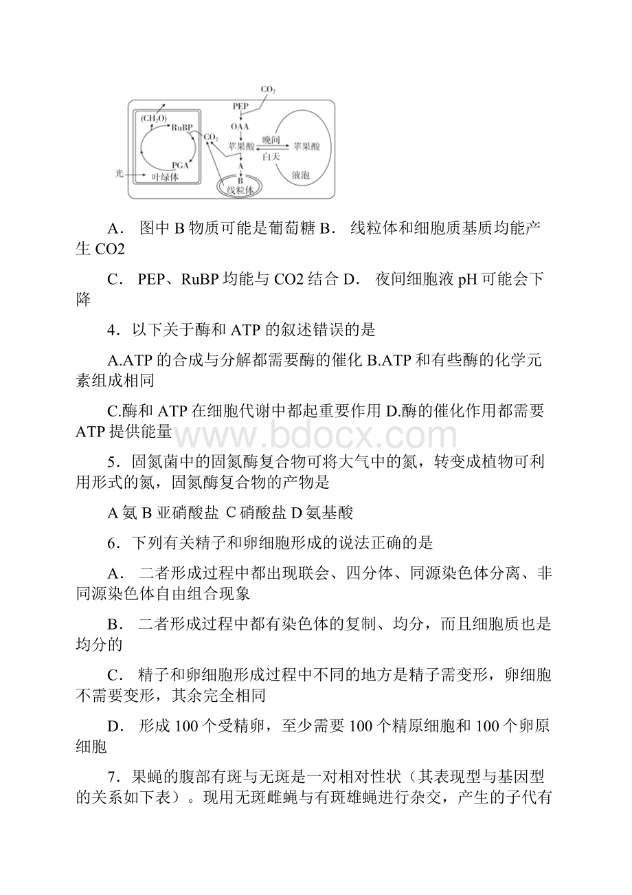 百强校届福建省三明市第一中学高三上学期第二次月考生物试题word版.docx_第2页