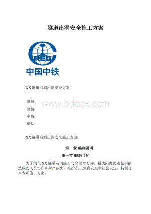 隧道出洞安全施工方案.docx