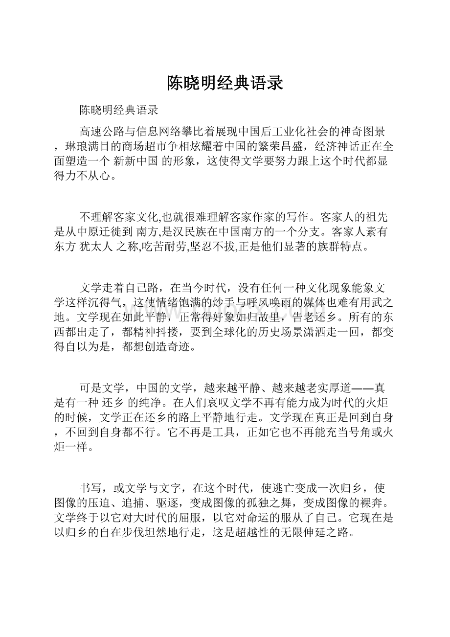 陈晓明经典语录.docx