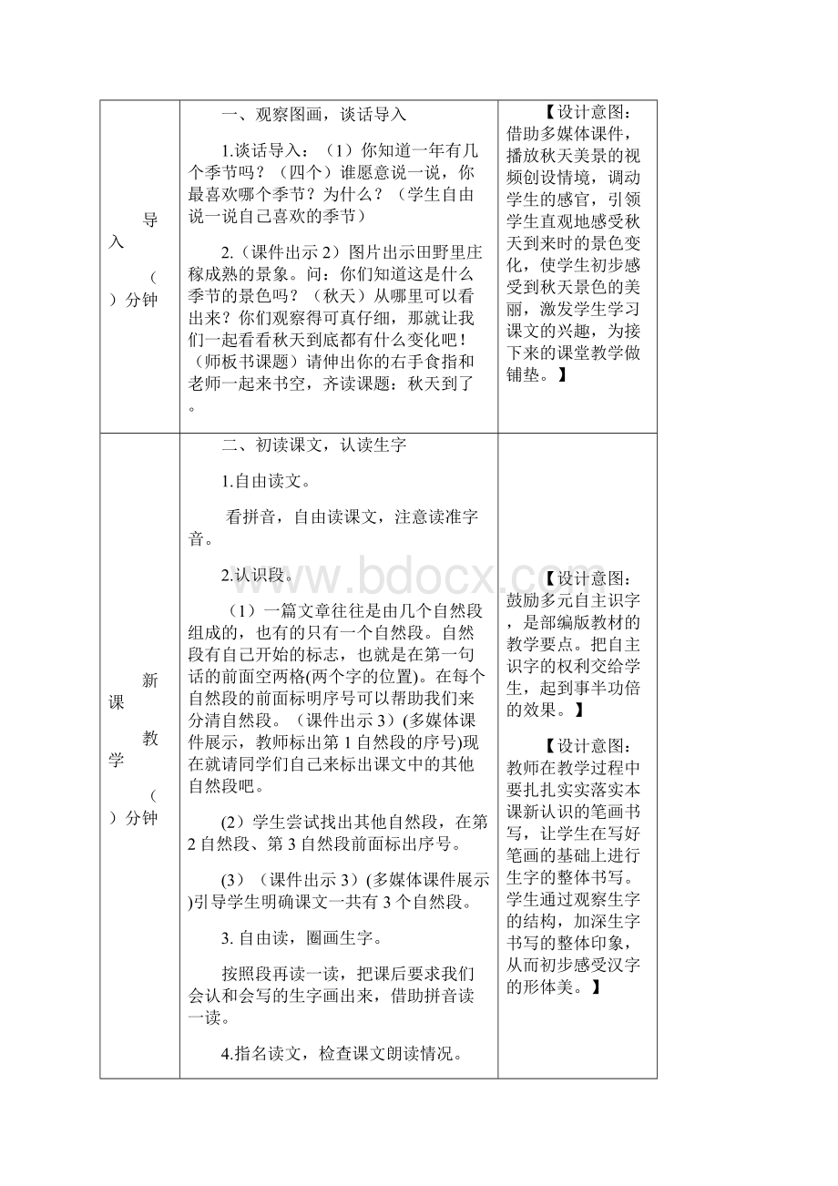 部编版一年级语文上册19《秋天》教学设计及教学反思.docx_第2页