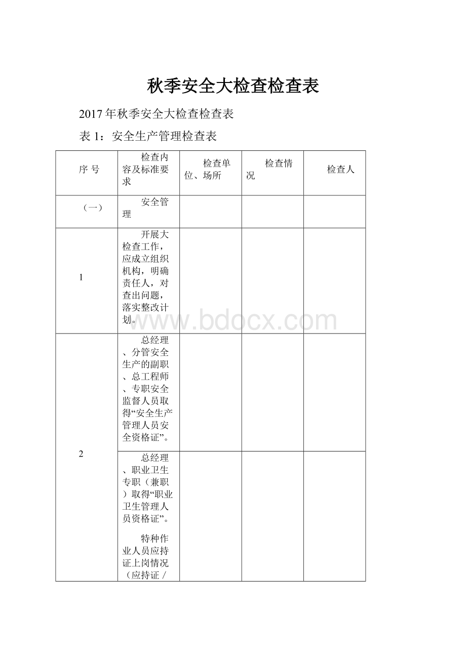 秋季安全大检查检查表.docx