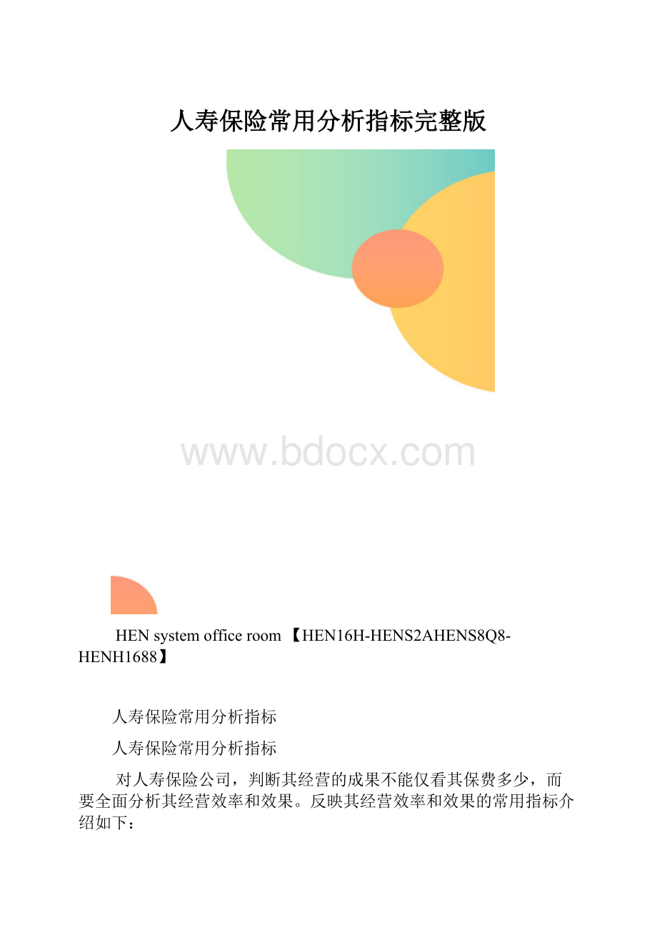 人寿保险常用分析指标完整版.docx