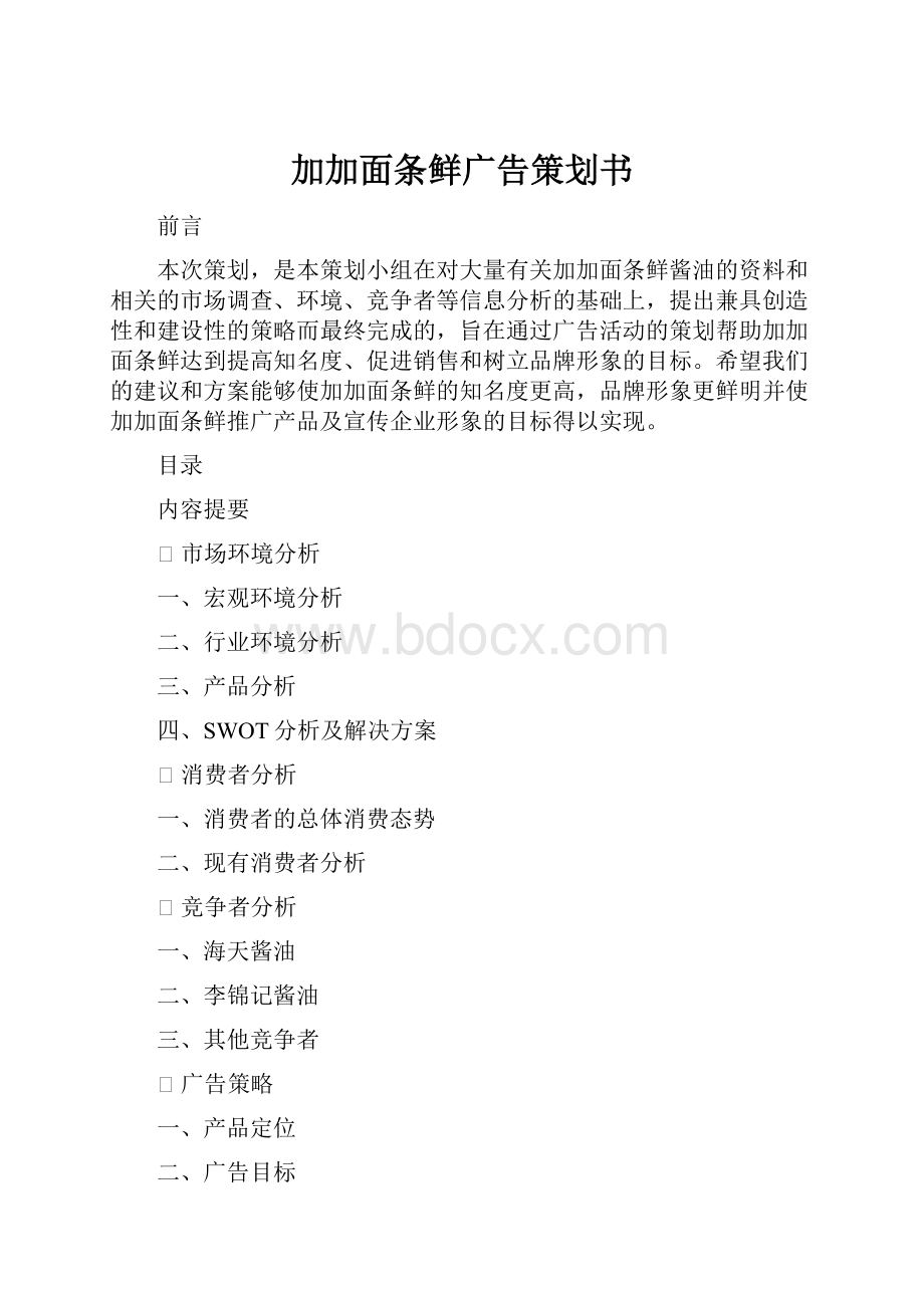 加加面条鲜广告策划书.docx