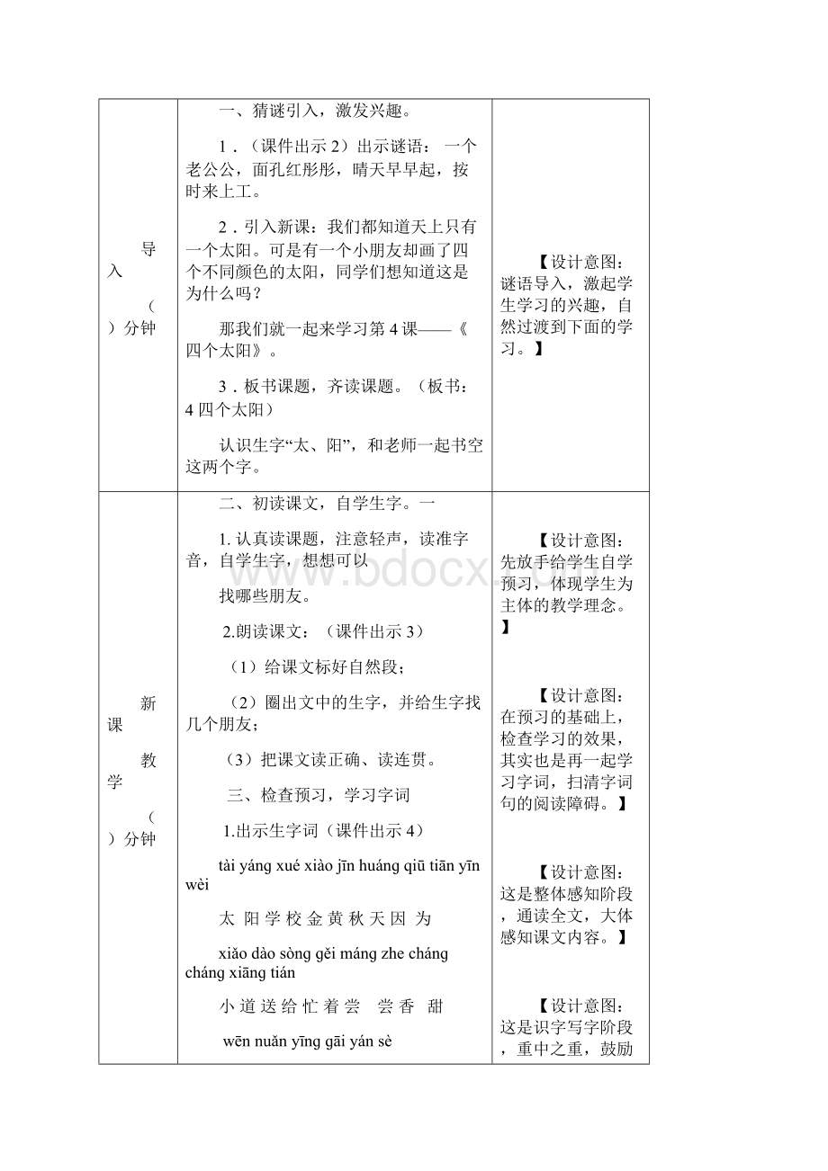 部编语文一年级下册4 四个太阳教案.docx_第2页